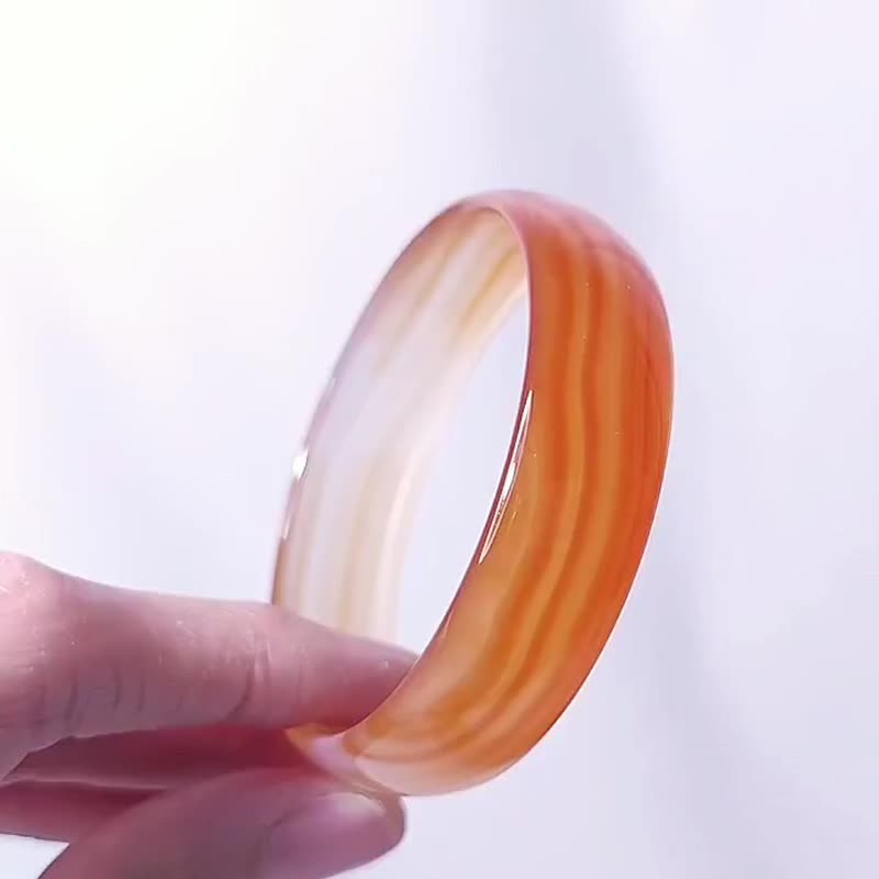 顶级冰种缠丝玛瑙 玉瓍 招财 手镯 17.5cm 单品 礼物 收藏 独家 - 手链/手环 - 宝石 橘色