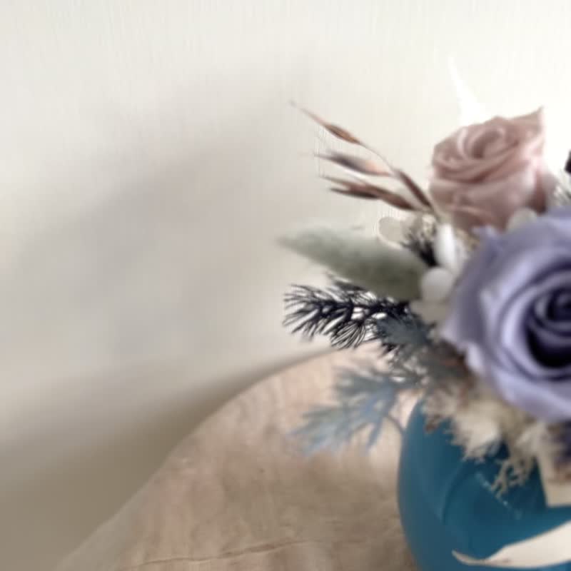 【永生玫瑰花盆花】• 情人节礼物/生日礼物/永生花/永生玫瑰花 - 干燥花/捧花 - 植物．花 蓝色