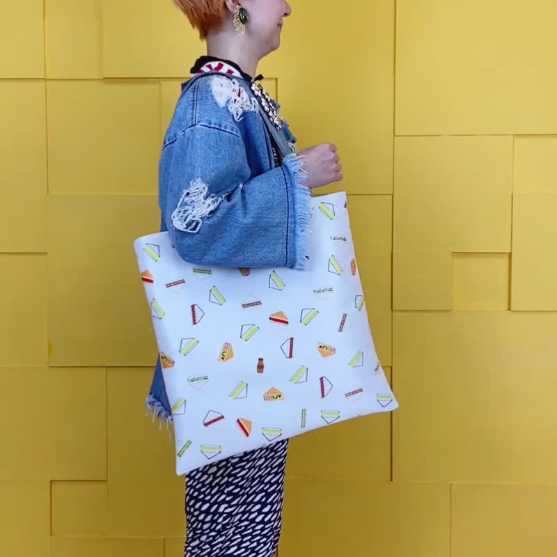 Sandwich tote bag Lsize - 手提包/手提袋 - 聚酯纤维 白色