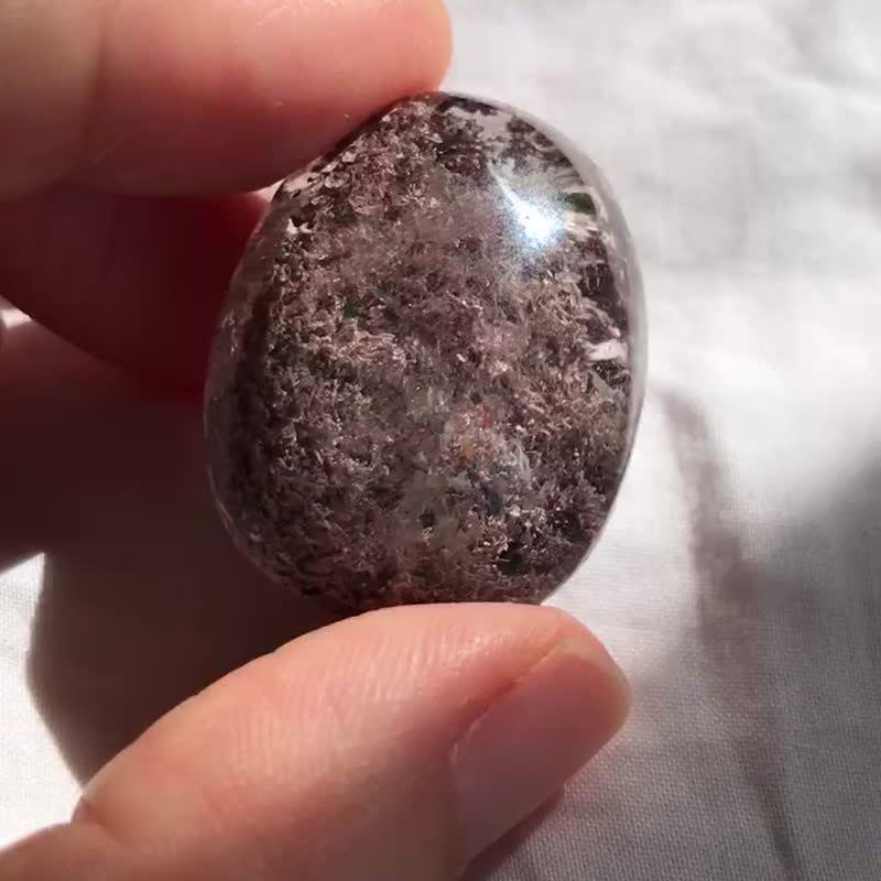巴西紫红粉幽灵随型 彩虹 虫虫型 水晶 摆设 连座 phantom quartz - 摆饰 - 水晶 粉红色