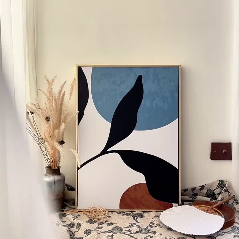 【微瑕特惠】【福利品】几何 • 墨叶III- 卧室挂画/居家布置 - 海报/装饰画/版画 - 棉．麻 多色