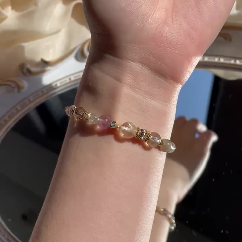 /阳光风景/ 黄胶花绿幽灵黑金骨干毒液金草莓金发晶白水晶草莓晶 - 手链/手环 - 水晶 多色