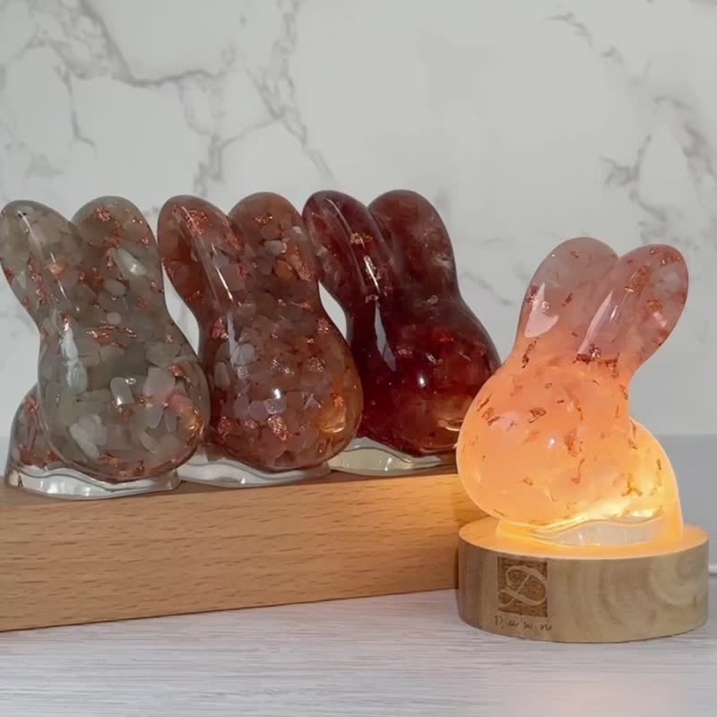 水晶 恋爱兔 L号 | 天然石摆饰|生日礼物 居家装饰|月光石 粉水晶 - 摆饰 - 水晶 多色
