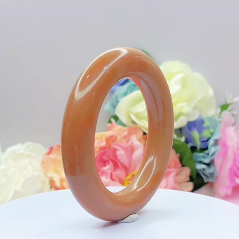 NO.171丝滑牛奶糖小胖圆甜甜圈 内径 54MM 圈口 佘太翠玉镯 圆条 - 手链/手环 - 玉石 多色