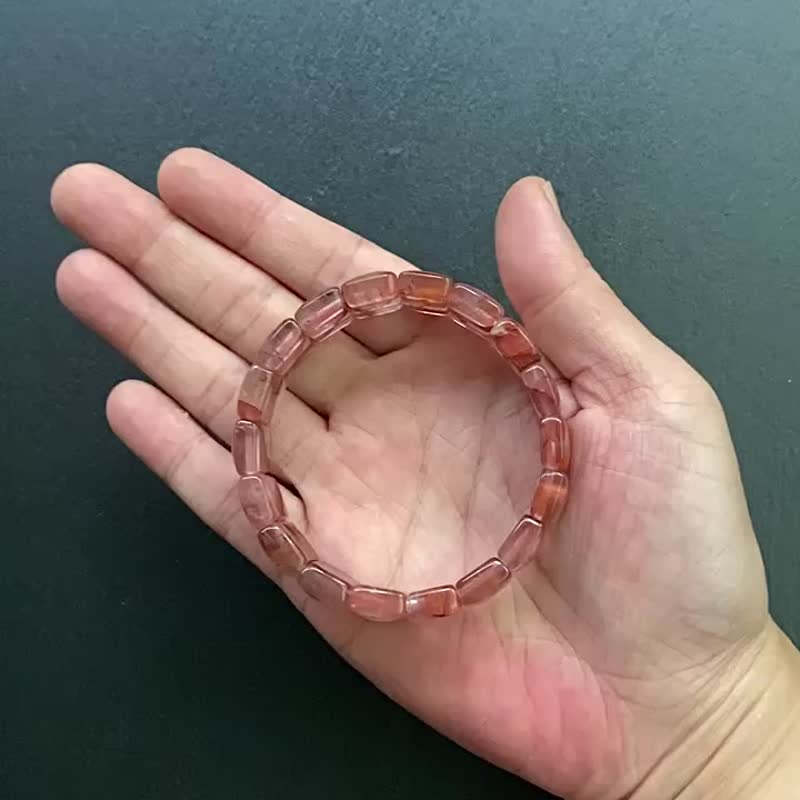 开运 招财 旺姻缘 旺贵人-天然冰透体红胶花水晶手排 手链 手环 - 手链/手环 - 水晶 多色