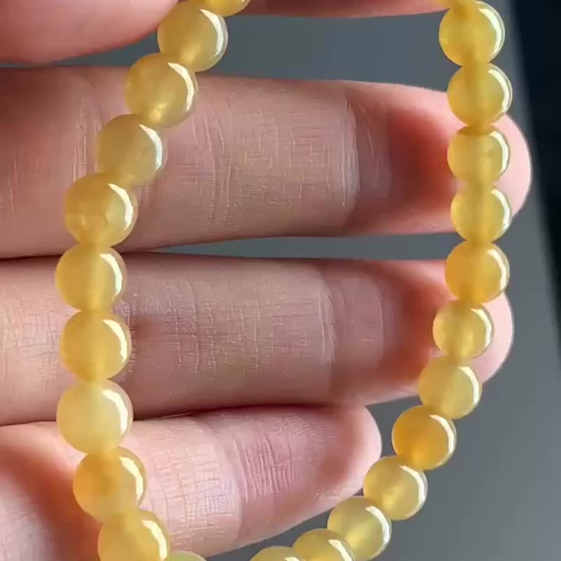 冰种翡翠天然翡翠 A玉 玉珠 玉链手链颈链 • 冰种黄翡翠手串 - 手链/手环 - 玉石 黄色