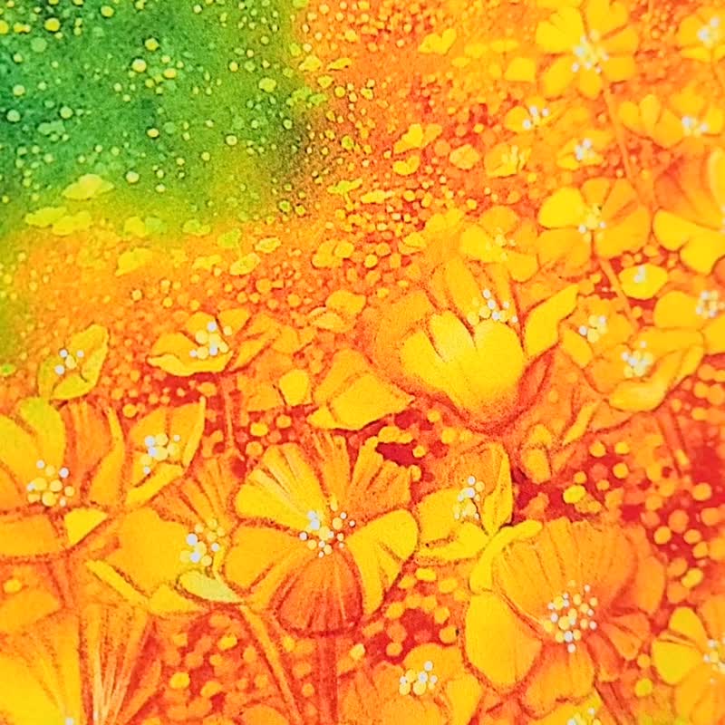 [花天堂] 水彩艺术印刷品室内用品时尚生活壁挂花花园罂粟景观蓝天 - 海报/装饰画/版画 - 纸 橘色