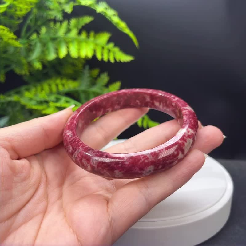 精品红色黝帘石手镯 60MM 玉化星光透感黝帘石手环 净化疗愈解压 - 手链/手环 - 半宝石 红色