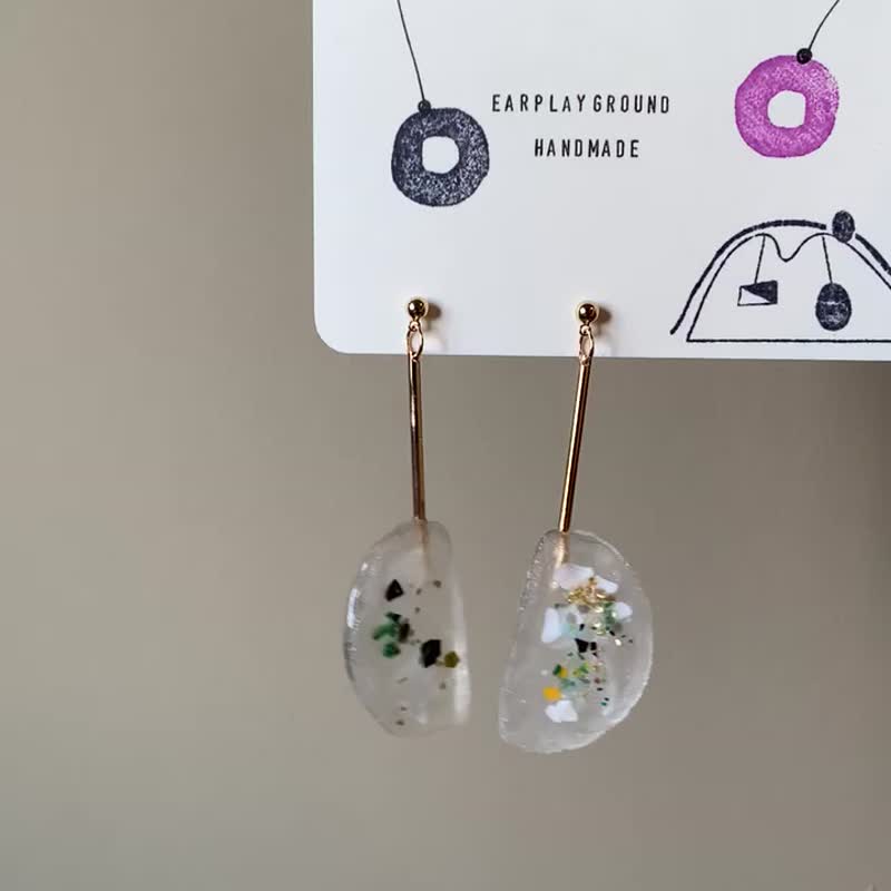 藏不住的光•半圆-耳针版 - 耳环/耳夹 - 树脂 透明