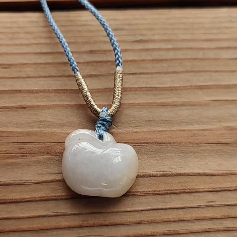 【亲翠】天然翡翠 冰粉红苹果带微撒金调整式绳链 - 项链 - 玉石 多色