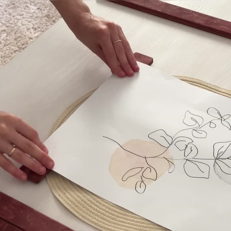 订制木质画架 磁性木海报挂架 墙艺术挂 - 墙贴/壁贴 - 木头 橘色