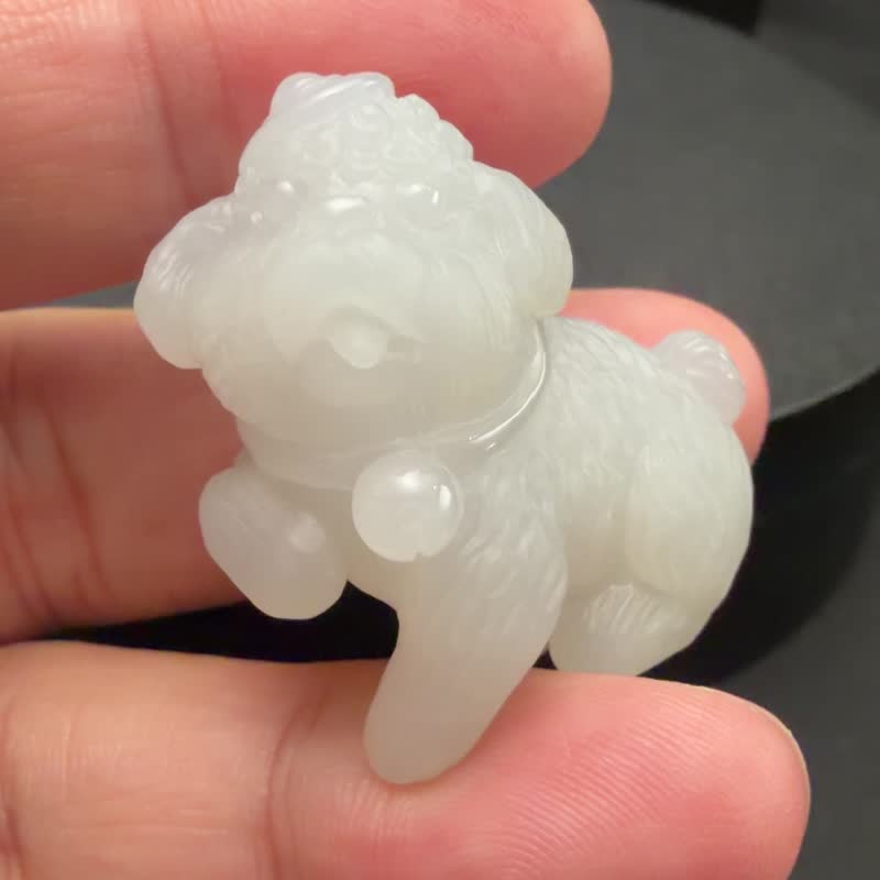 小萌宠 | 冰种贵宾狗小摆件 - 摆饰 - 玉石 透明