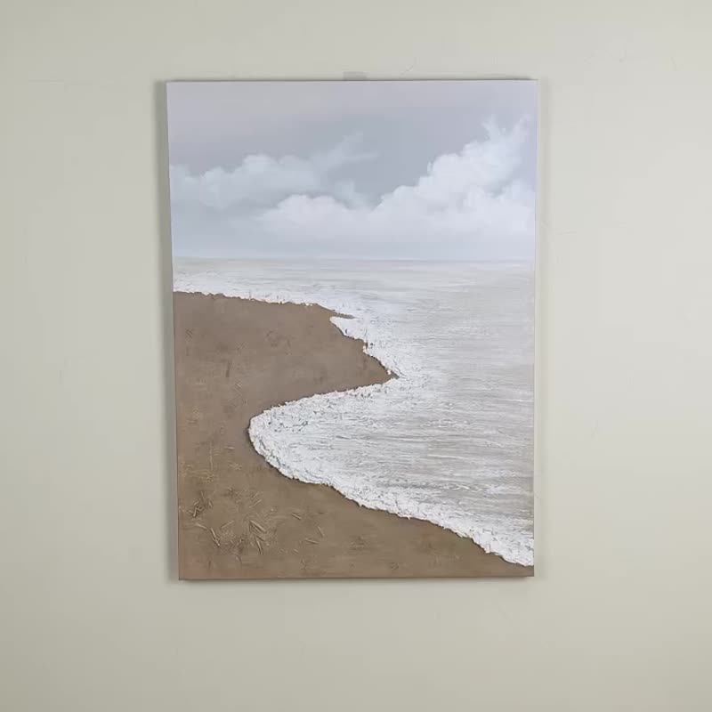 纯手绘油画 海音 客厅装饰 挂画 玄关 壁挂画 现代抽象 诧寂风 - 海报/装饰画/版画 - 其他材质 卡其色