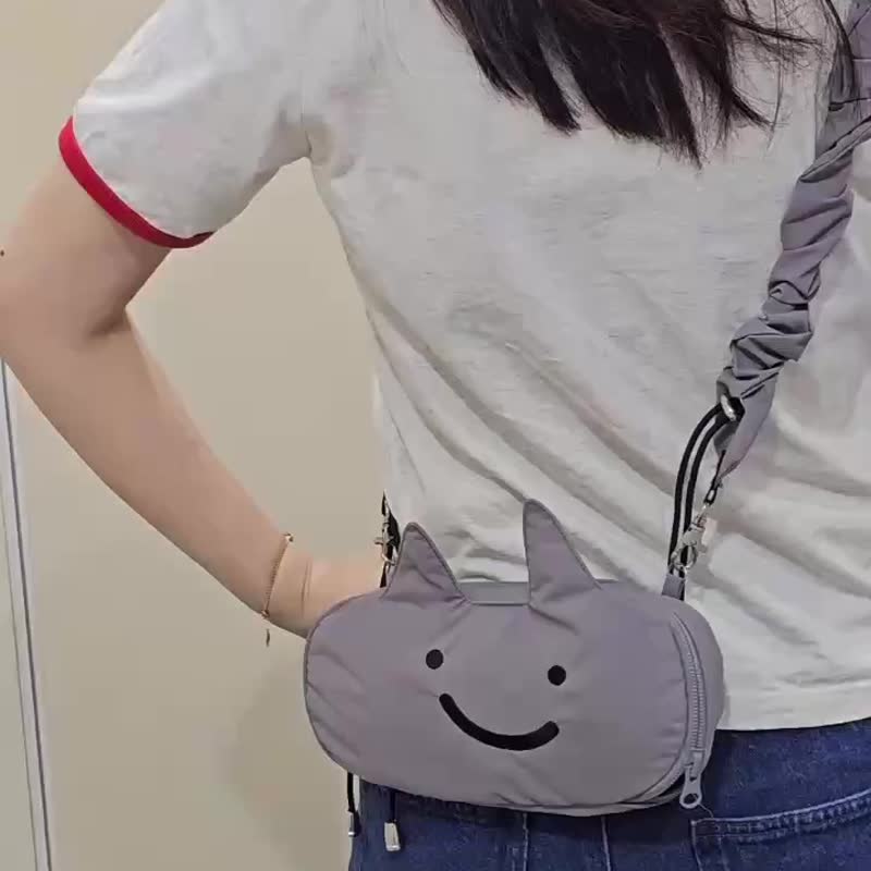 Jesper 澎皮卡荔猫肩背购物两用包 猫咪 手机挂绳 斜肩包 购物袋 - 侧背包/斜挎包 - 棉．麻 