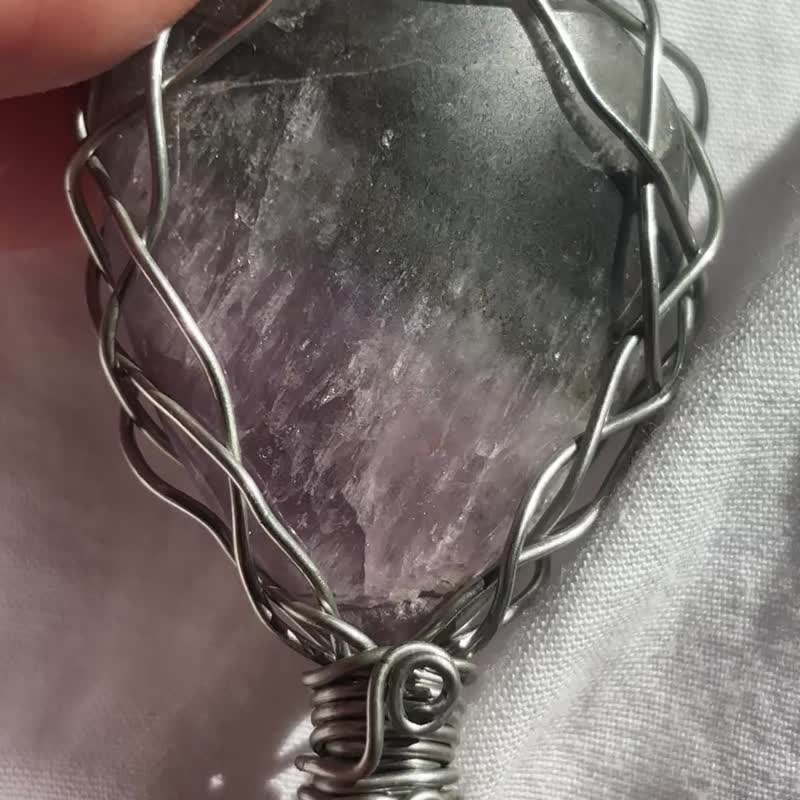 紫水晶 黑髪 吊饰 吊坠 水晶原矿 摆设 原石 crystal amethyst - 项链 - 水晶 紫色