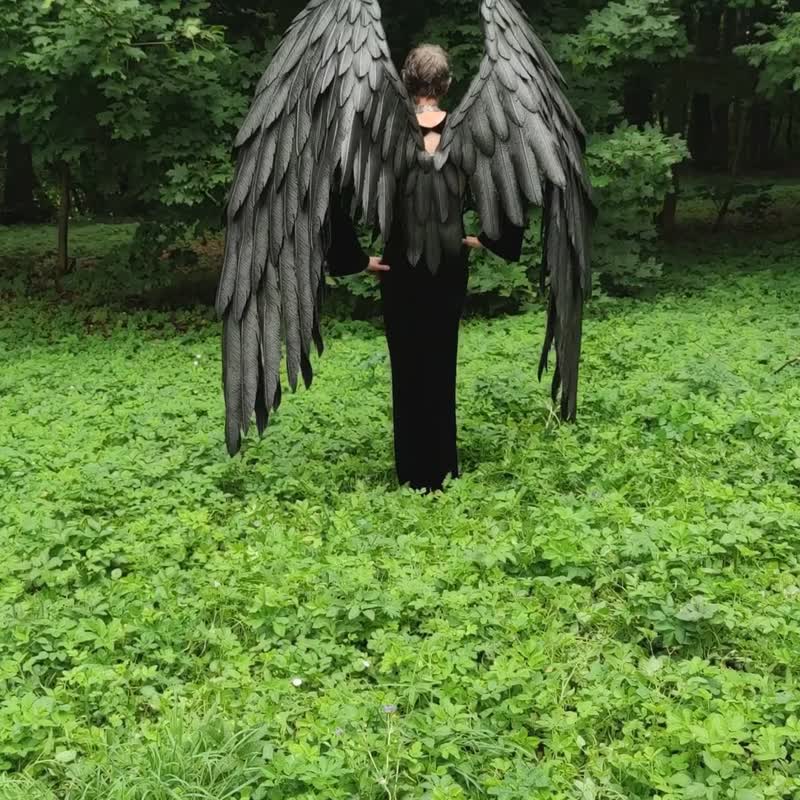Large Black Crowley wings Good omens Cosplay Costume/crow raven photo props - 其他 - 其他人造纤维 