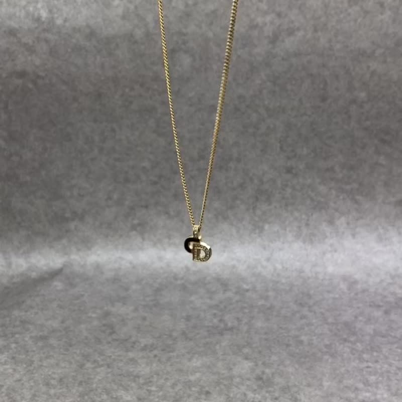 【 日本直送 名牌中古包 】Christian Dior 克里斯汀·迪奥 项链 金色×黑色 CD Logo 莱茵石 iufg6r - 项链 - 其他材质 金色