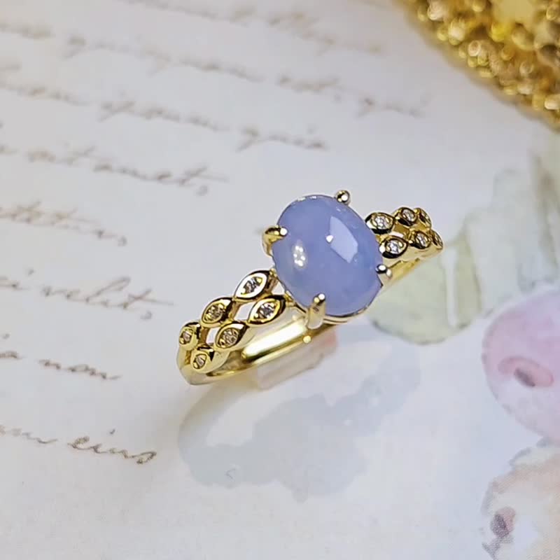 贵人•桃花•招财|冰浓紫|缅甸A货翡翠紫翡纯银日系戒指 - 戒指 - 玉石 