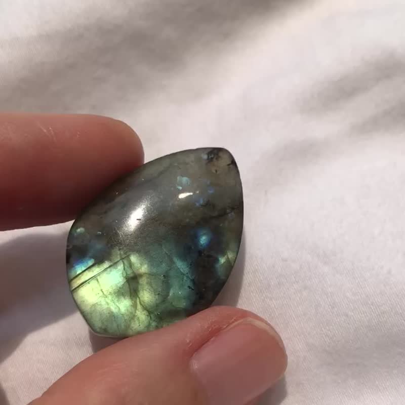 拉长石 双面强光 吊坠 项链 项链 水晶原矿 摆设 原石 crystal - 项链 - 水晶 蓝色