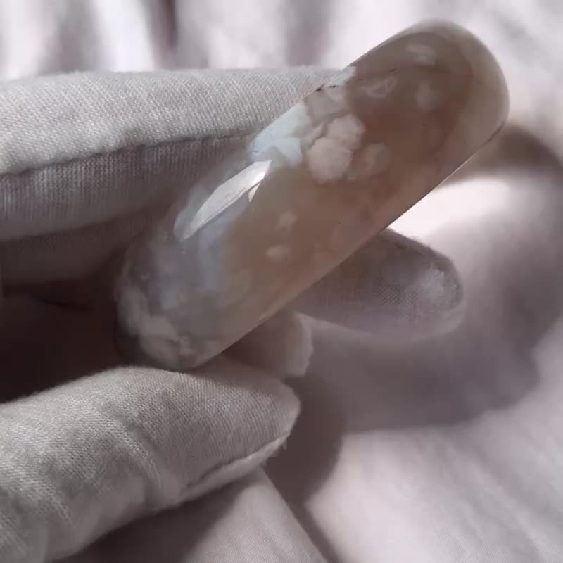 樱花玛瑙手镯 水蜜桃 果冻 型立体花 水中花 白龙纹 冇修 - 手链/手环 - 水晶 