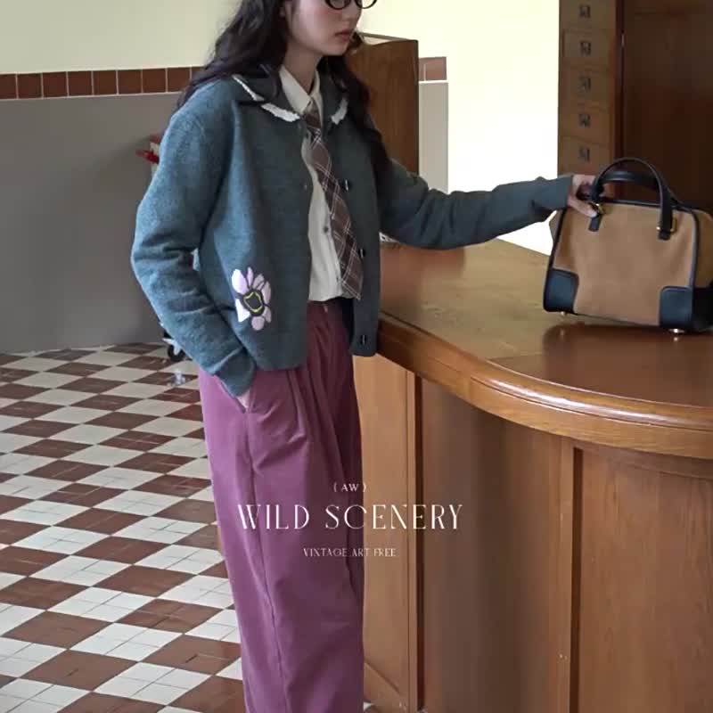 豆灰粉色 莓果聖多諾  復古燈芯絨鬆緊腰燈籠褲 秋冬親膚寬鬆長褲 - 女装长裤 - 棉．麻 粉红色