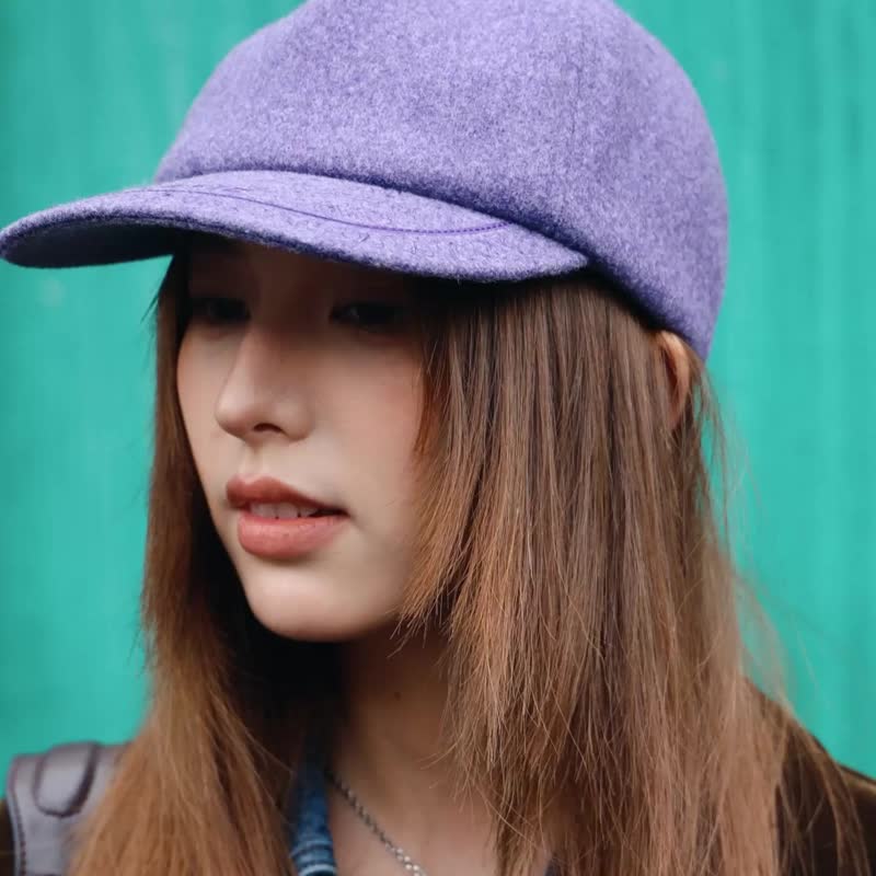 毛软顶平檐帽 秋冬帽子 中性款 时尚休闲 百搭造型 保暖平沿帽 - 帽子 - 棉 黑色