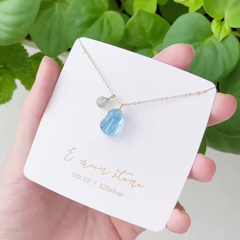 顶级海蓝宝胖兔兔小萌宠水晶 - 项链 - 水晶 蓝色