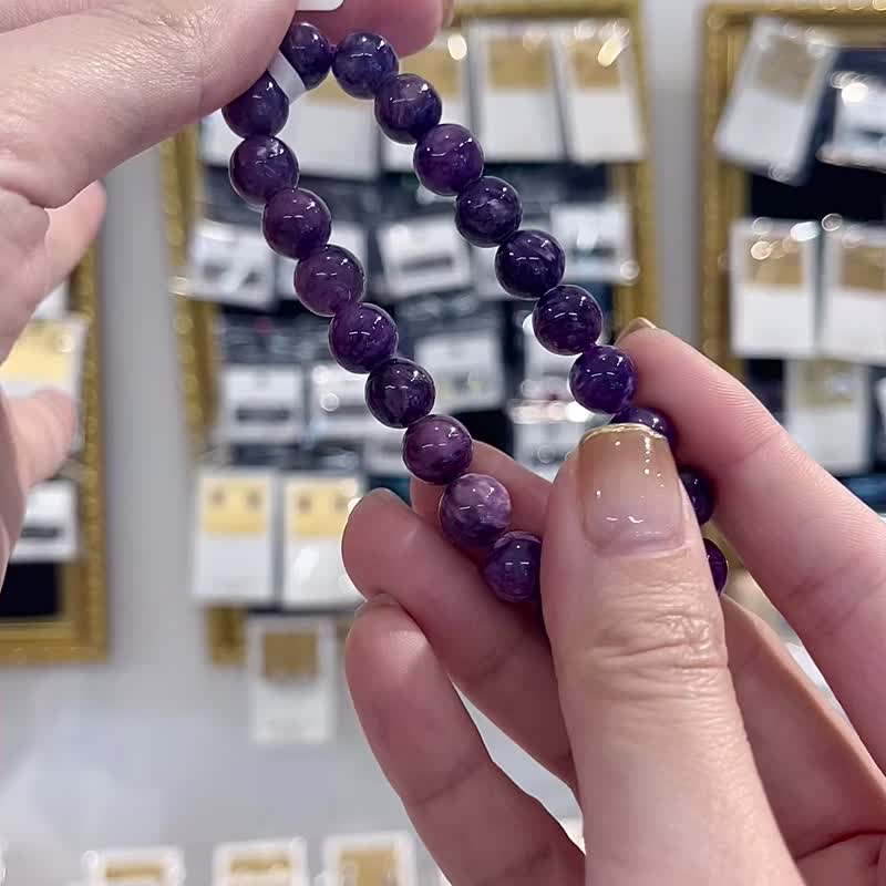 天然浓色紫龙晶带玉化手珠9mm23.38g提高灵性正能量消负能量影响 - 手链/手环 - 水晶 紫色