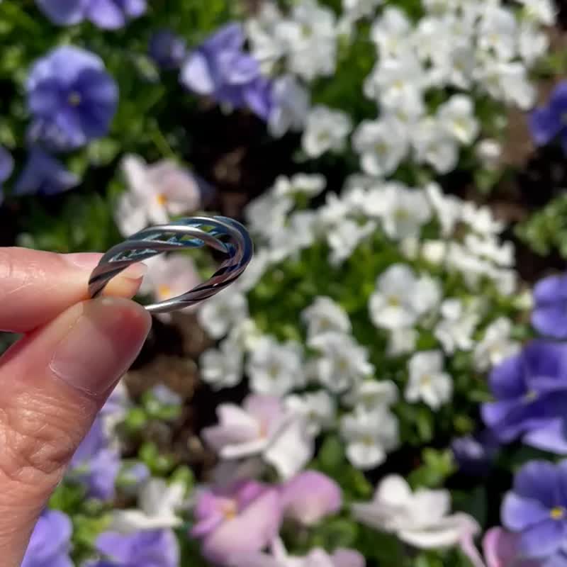 The Vivid Blue and Light Blue Gradation Mat Finishing ring Circle of Seasons - 戒指 - 其他金属 蓝色