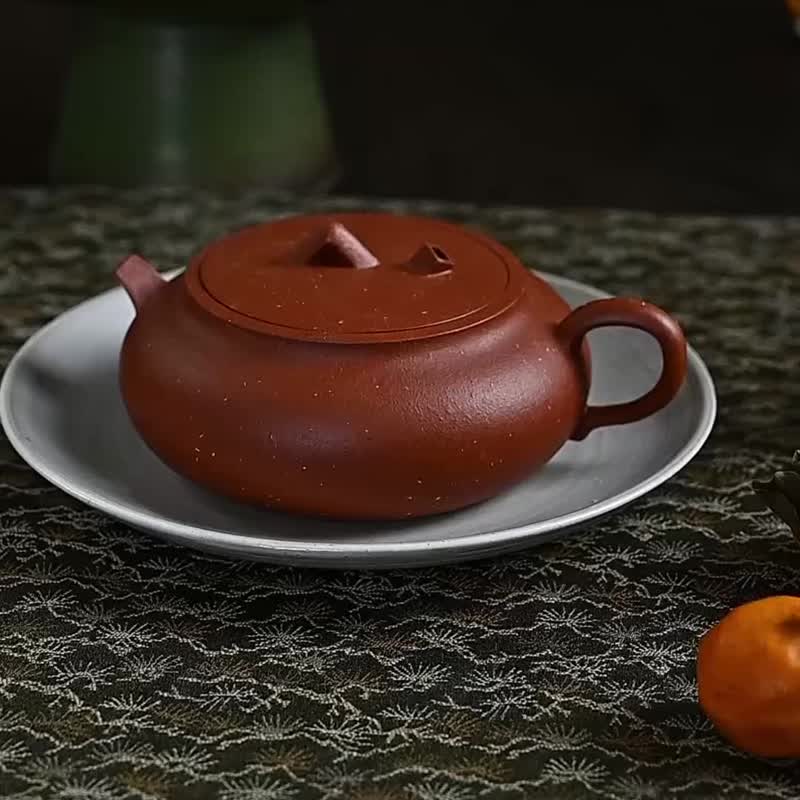 山系列 新文人器 观山朱泥非遗紫砂壶 现代解构主义茶器150cc - 茶具/茶杯 - 陶 红色