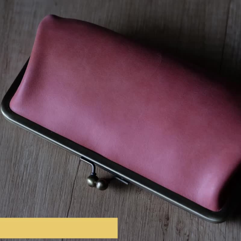 亲子双层口金包【樱花粉】 - 皮夹/钱包 - 真皮 粉红色