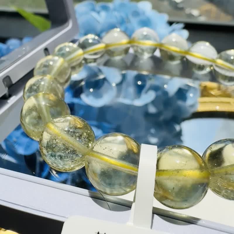 已售收藏透体玻璃透黄金利比亚陨石 11.5mm33.1g 财富引流器事业 - 手链/手环 - 半宝石 黄色