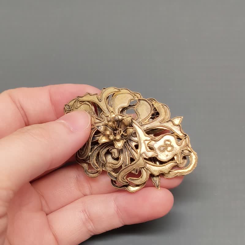 百和花开镂空老鎏金– 纯古董 SA-056 - 其他 - 银 金色