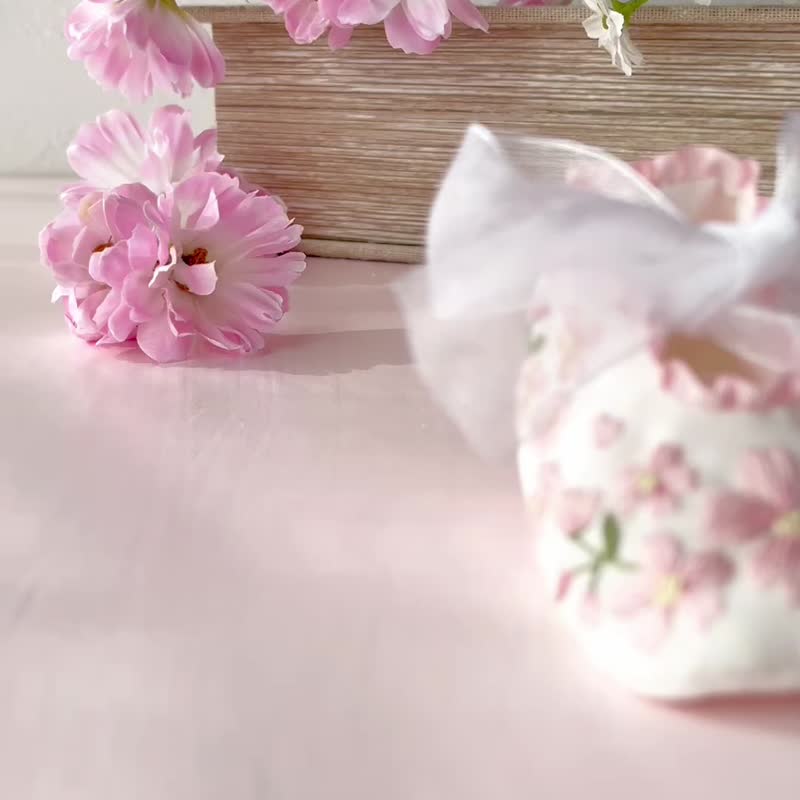 樱花刺绣No.2 丝绸婴儿鞋 - 婴儿鞋 - 丝．绢 