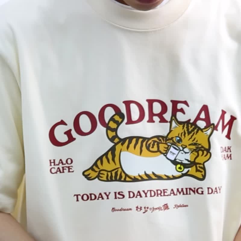 DAKYAM好梦咖啡厅联名活动2024夏季小猫印花短袖T恤 - 男装上衣/T 恤 - 棉．麻 