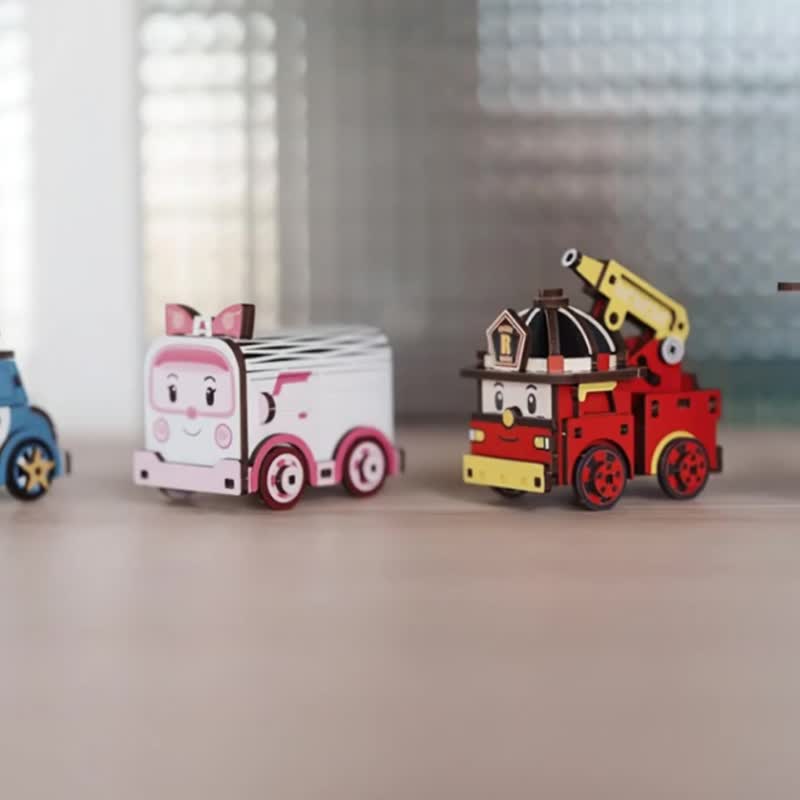 2025 文博会【 DIY 手作】 迷你拼拼车 救援小英雄 POLI官方授权 - 木工/竹艺/纸艺 - 木头 蓝色