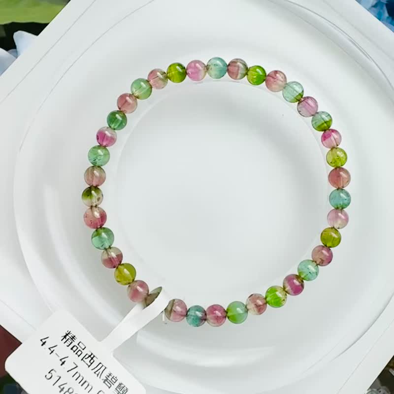 高单彩稀有色西瓜碧玺4.4-4.7mm5.94g帕莱依巴蓝旺夫石电气石高频 - 手链/手环 - 水晶 多色