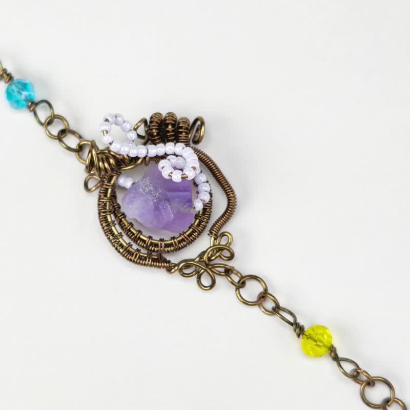 【BE youself】幻彩手链|手链|艺术金属线|编织|紫水晶 - 手链/手环 - 铜/黄铜 多色