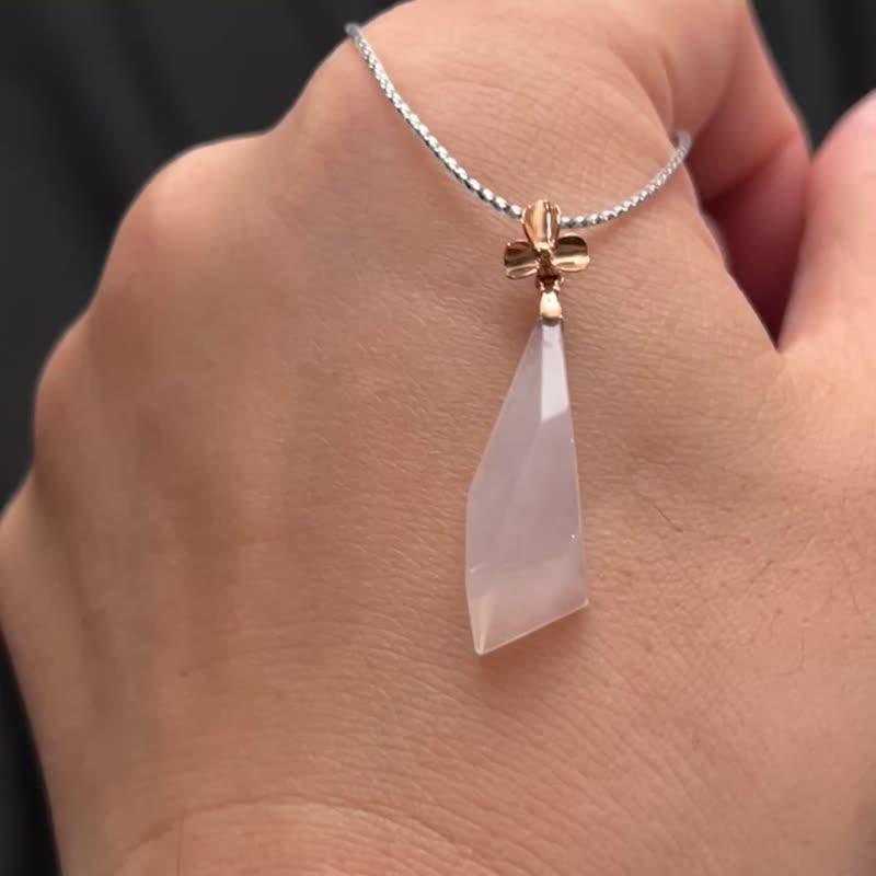 灵摆 | 冰粉色随型挂坠 - 项链 - 玉石 粉红色