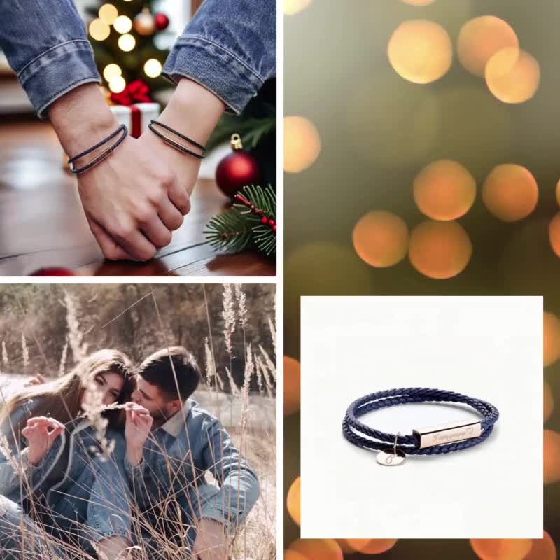 情侣 刻字皮革手环/手绳 (9色)【定制化礼物】 - 手链/手环 - 不锈钢 多色