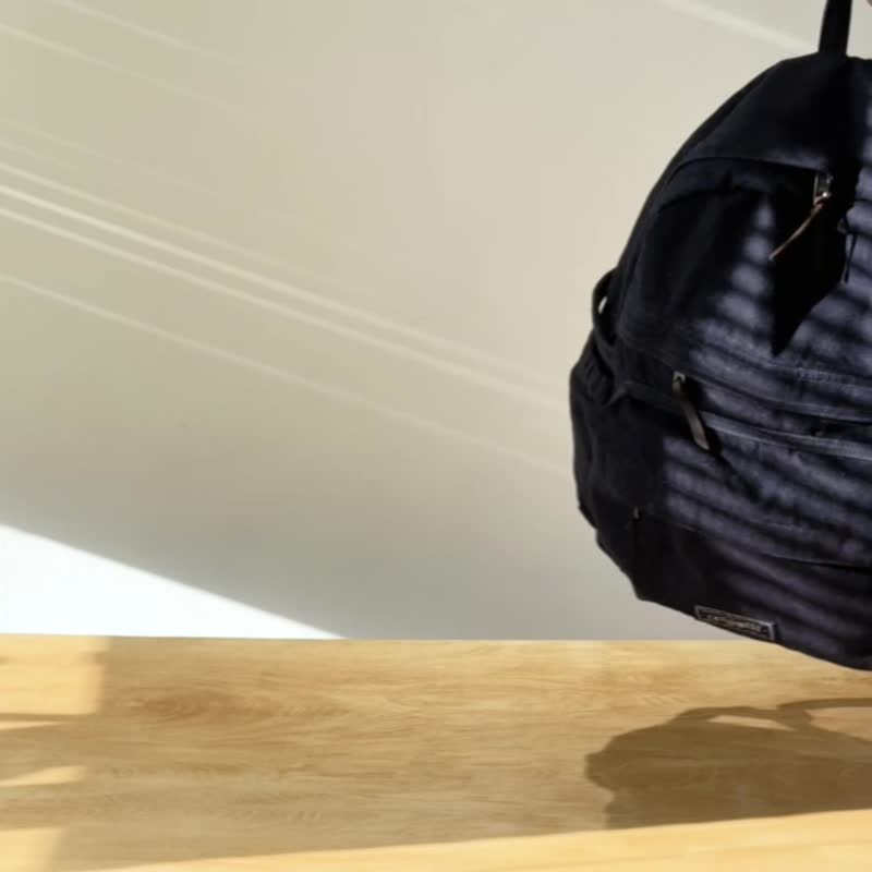 猫西CATWEST设计简约休闲背包牛仔双肩包日常大容量旅行背包深色 - 后背包/双肩包 - 棉．麻 