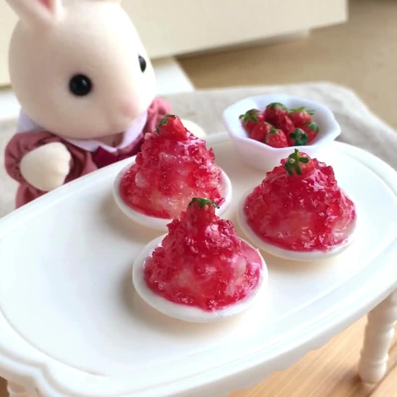 经典草莓刨冰 糖浆挫冰 耳环 单支 1/12 森林家族 娃用 - 耳环/耳夹 - 粘土 红色