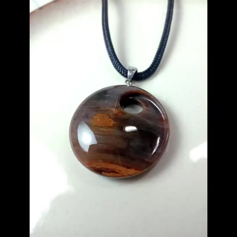 简洁设计 玉坠 回旋 木化玉/男生女生简单好搭配 - 项链 - 玉石 咖啡色