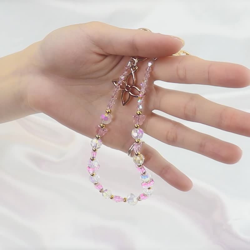 【法式串珠】蝴蝶芭蕾串珠腕绳 手机腕绳 手机短挂绳 生日礼物 - 挂绳/吊绳 - 其他材质 
