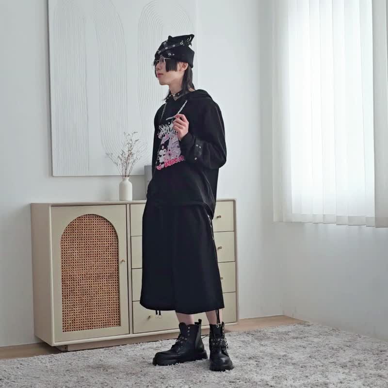原创三丽鸥SANRIO授权酷洛米铁链庞克风长袖耳朵连帽T恤【JJ5080 - 中性连帽卫衣/T 恤 - 棉 