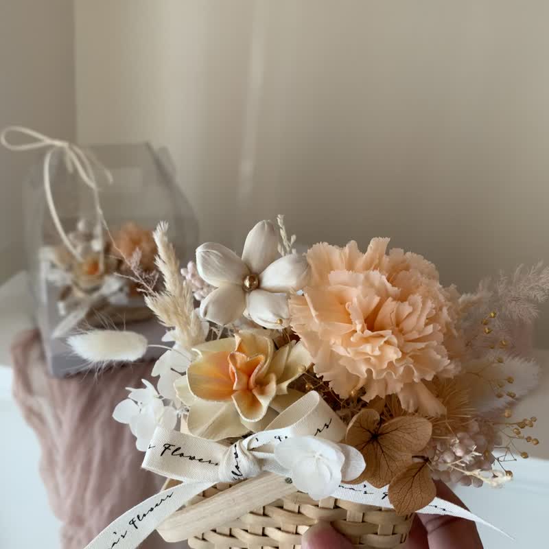 永生康乃馨小花篮 母亲节花礼 永生花 - 摆饰 - 植物．花 橘色