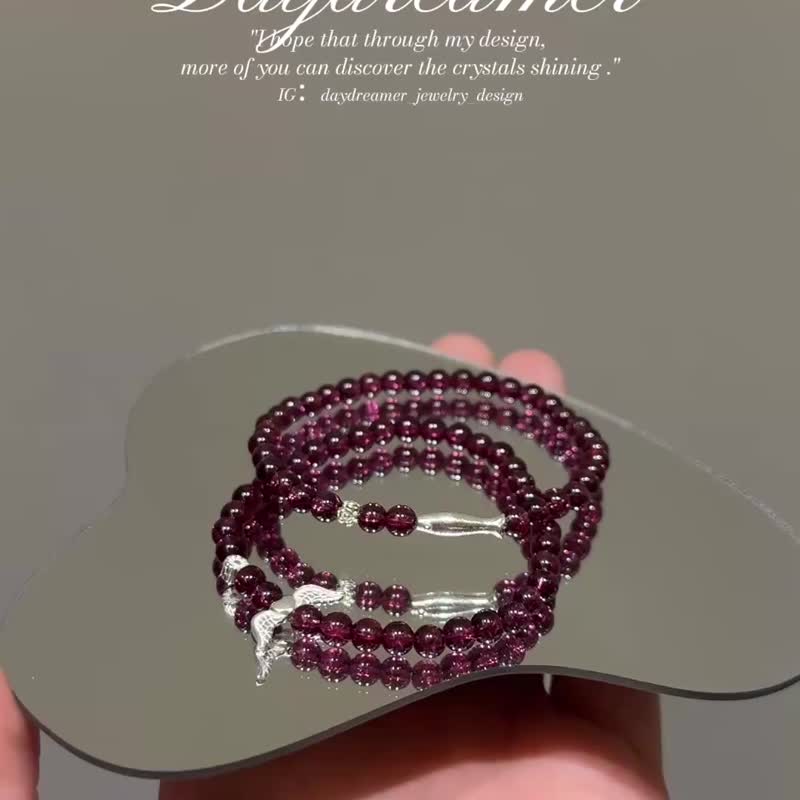 高品质紫牙乌石榴石s925纯银足银设计款手链 - 手链/手环 - 水晶 紫色