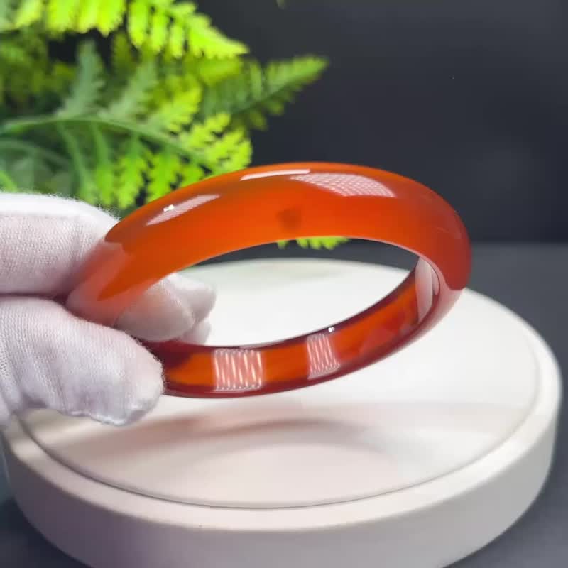 优质 马达加斯加红玛瑙手镯 60MM 高冰干净起刚龙鳞纹 智慧洞察 - 手链/手环 - 半宝石 红色