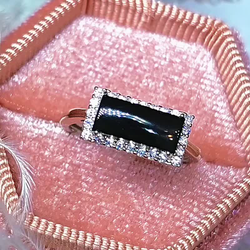 |墨翠无事牌|A货翡翠老坑种墨翠无事牌10.5mm纯银镀18k戒指 - 戒指 - 玉石 