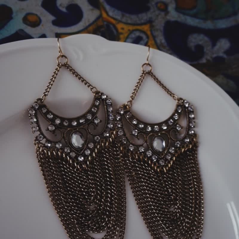 复古耳环 | 古典宫廷金色流苏 | CBK077 - 耳环/耳夹 - 其他材质 金色